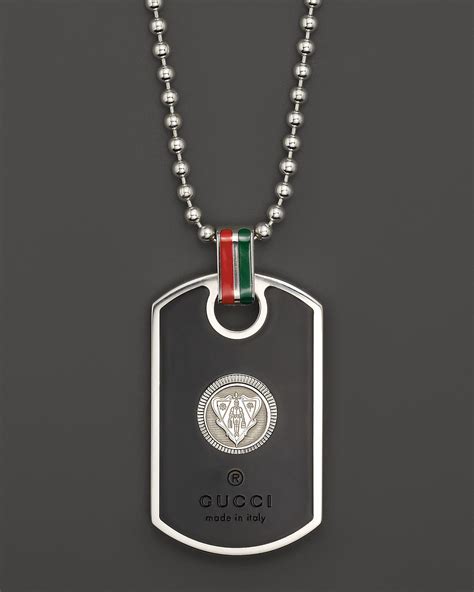 silver gucci dog tag necklace|Gucci dog tags for sale.